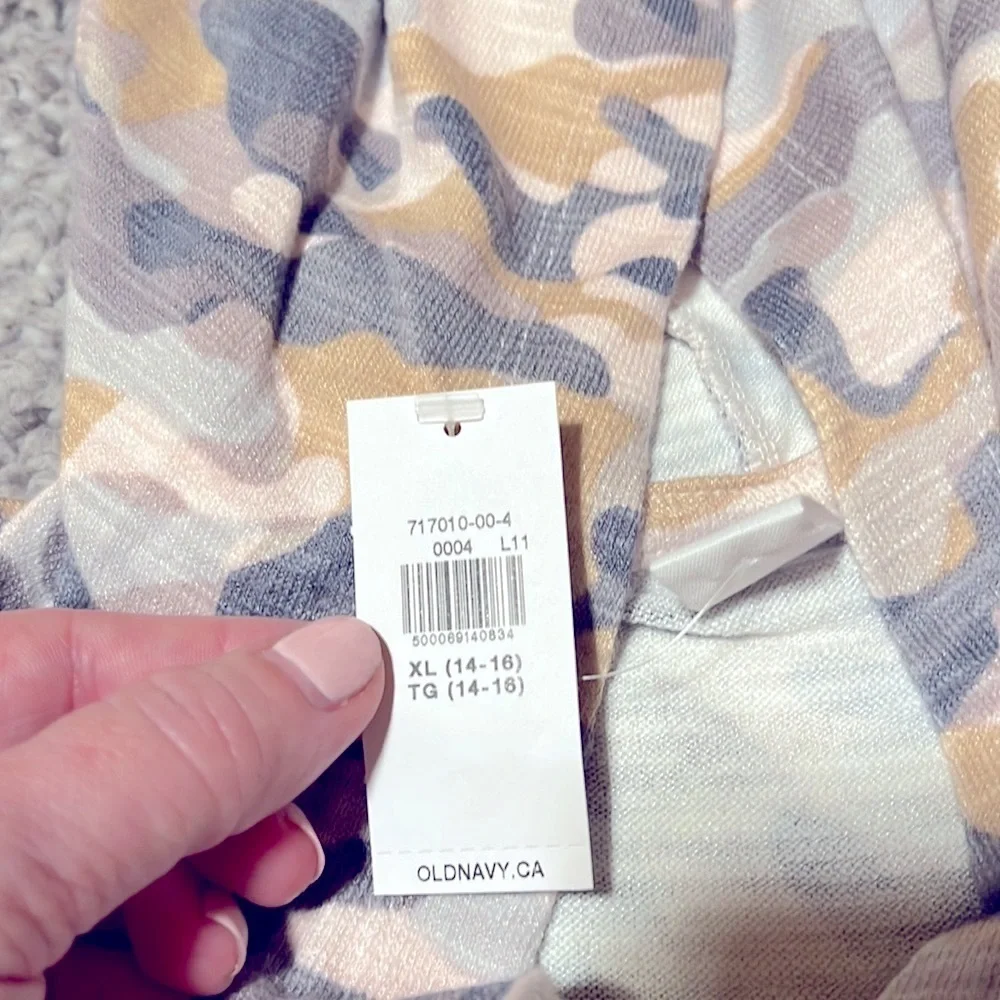 New Old Navy Knit Girls XL 14-16 Neutral Camo Camouflage Hooded Sweater …